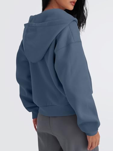 Trendy Queen Zip Up Hoodies For Women Cropped Sweatshirts Fall Fashion Outfits 2025 Y2k Fleece Teen Girls Clothes