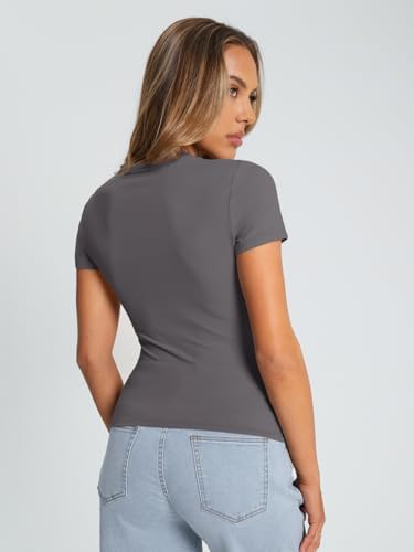 Trendy Queen Womens Basic T Shirts Summer Tops 2025 Crop Short Sleeve Slim Fit Tee Cute Gym Workout Clothes