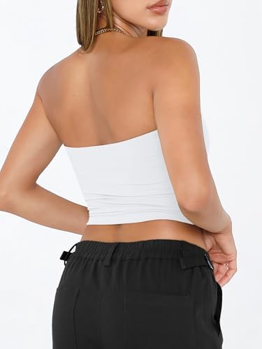 Trendy Queen Womens Tube Tops Strapless Crop Tops Basic Backless Sleeveless Bandeau Going Out Cute 2025 Summer Outfits