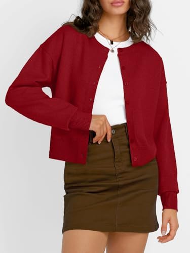 Trendy Queen Cropped Cardigan Sweaters for Women Lightweight Crop Knit Y2k Fall Outfits Fashion Clothes 2025