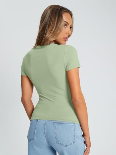 Trendy Queen Womens Basic T Shirts Summer Tops 2025 Crop Short Sleeve Slim Fit Tee Cute Gym Workout Clothes