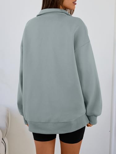 Trendy Queen Womens Oversized Sweatshirts Fall Sweaters Fashion Hoodies Half Zip Pullover Long Sleeve Shirts Clothes