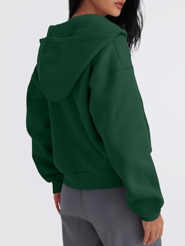 Trendy Queen Zip Up Hoodies For Women Cropped Sweatshirts Fall Fashion Outfits 2025 Y2k Fleece Teen Girls Clothes