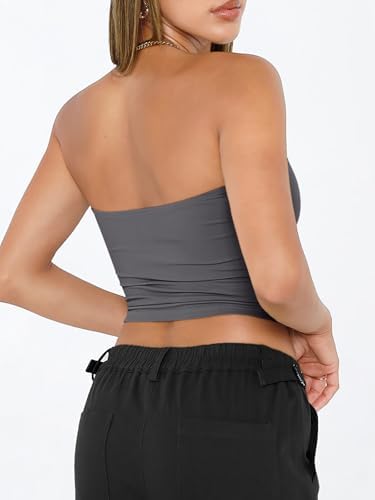 Trendy Queen Womens Tube Tops Strapless Crop Tops Basic Backless Sleeveless Bandeau Going Out Cute 2025 Summer Outfits