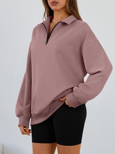 Trendy Queen Womens Oversized Sweatshirts Fall Sweaters Fashion Hoodies Half Zip Pullover Long Sleeve Shirts Clothes