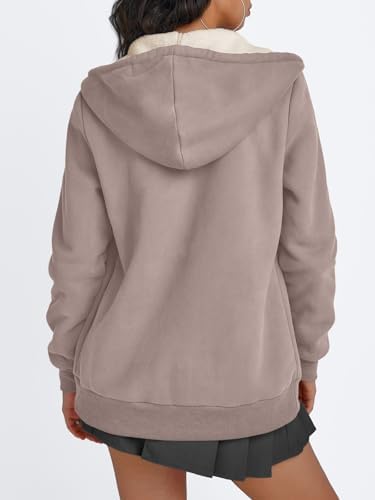 Trendy Queen Zip Up Hoodies for Women Fleece Lined Jackets Winter Coats Long Sleeve Sweatshirts Pullover Fall Clothes