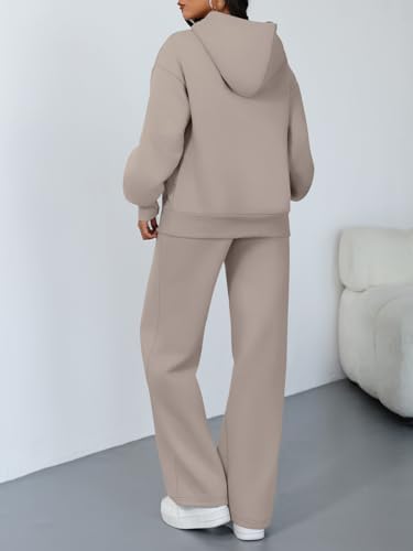 Trendy Queen 2 Piece Lounge Sweat Sets Plus Size Fall Fashion Matching Sweatsuits Wide Leg Pants Travel Outfit Winter Clothes