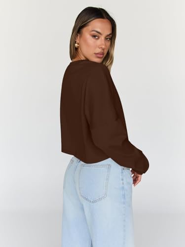 Trendy Queen Cropped Sweatshirts for Women Oversized Crewneck Sweaters Long Sleeve Tops Fall Winter Clothes 2025