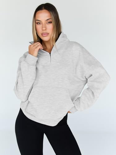 Trendy Queen Womens Sweatshirts Quarter Half Zip Pullover Oversized Hoodies Fall Fashion 2025 Winter Fleece Jackets Sweaters