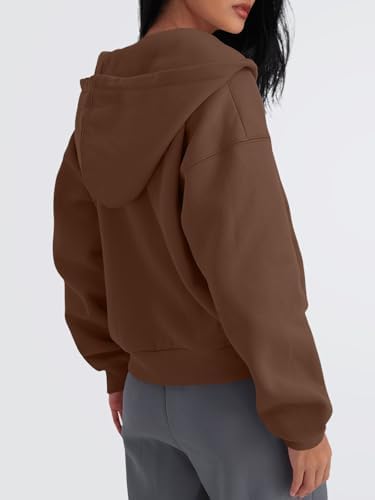 Trendy Queen Zip Up Hoodies For Women Cropped Sweatshirts Fall Fashion Outfits 2025 Y2k Fleece Teen Girls Clothes