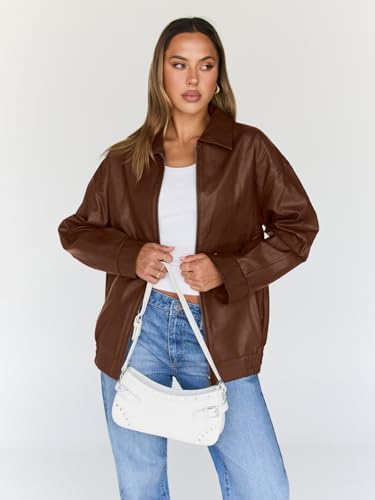 Trendy Queen Womens Leather Jackets Oversized Faux Motorcycle Plus Size Moto Biker Coat Fall Outfits Fashion Clothes 2025