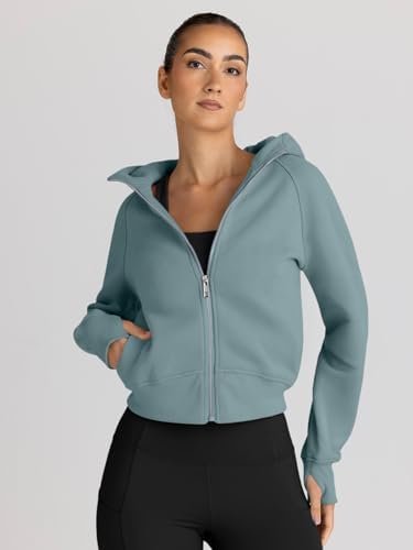 Trendy Queen Womens Zip Up Hoodies Jackets Cropped Sweatshirts Fleece Fall Outfits Casual Comfy Y2k Tops Winter Clothes 2025