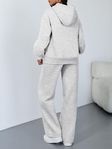 Trendy Queen 2 Piece Lounge Sweat Sets Plus Size Fall Fashion Matching Sweatsuits Wide Leg Pants Travel Outfit Winter Clothes