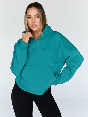 Trendy Queen Womens Sweatshirts Quarter Half Zip Pullover Oversized Hoodies Fall Fashion 2025 Winter Fleece Jackets Sweaters