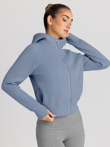 Trendy Queen Womens Zip Up Hoodies Jackets Cropped Sweatshirts Fleece Fall Outfits Casual Comfy Y2k Tops Winter Clothes 2025