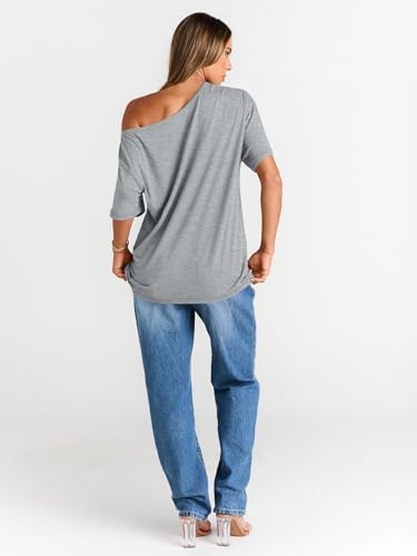 Trendy Queen Womens Off The Shoulder Tops Oversized T-Shirts Short Sleeve Tees Summer 2025 Casual Spring Fashion Clothes