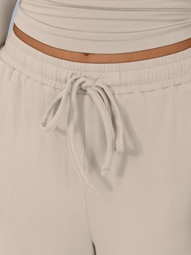 Trendy Queen Women's 2 Piece Matching Lounge Sets Long Sleeve Henley Neck Slightly Crop Top Wide Leg Pants Casual Sweat Suit