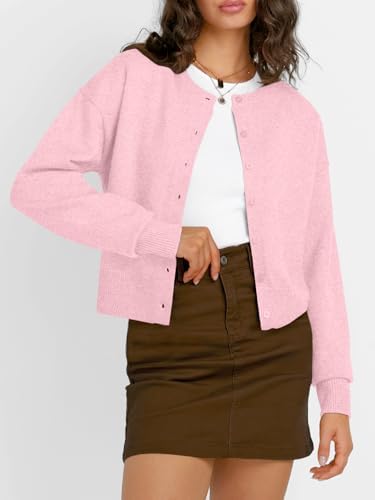 Trendy Queen Cropped Cardigan Sweaters for Women Lightweight Crop Knit Y2k Fall Outfits Fashion Clothes 2025