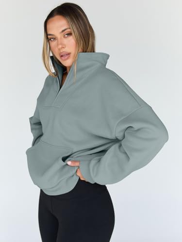 Trendy Queen Womens Sweatshirts Quarter Half Zip Pullover Oversized Hoodies Fall Fashion 2025 Winter Fleece Jackets Sweaters