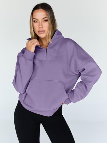 Trendy Queen Womens Sweatshirts Quarter Half Zip Pullover Oversized Hoodies Fall Fashion 2025 Winter Fleece Jackets Sweaters