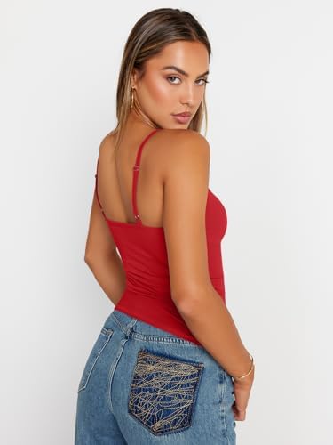 Trendy Queen Womens Adjustable Camisole Sleeveless Square Neck Spaghetti Strap Tank Tops Basic Shirt