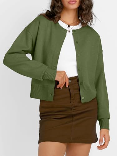 Trendy Queen Cropped Cardigan Sweaters for Women Lightweight Crop Knit Y2k Fall Outfits Fashion Clothes 2025