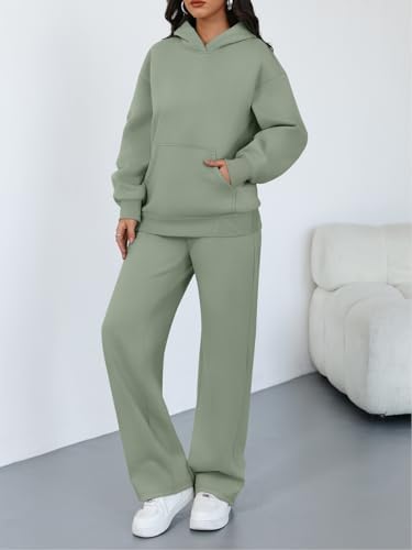 Trendy Queen 2 Piece Lounge Sweat Sets Plus Size Fall Fashion Matching Sweatsuits Wide Leg Pants Travel Outfit Winter Clothes