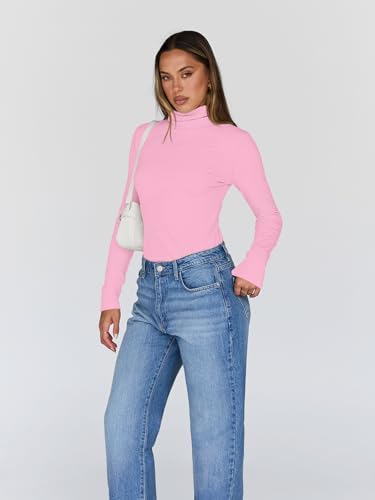 Trendy Queen Women's Turtleneck Long Sleeve Shirts Fall Fashion Basic Thermal Underwear Tops Winter Clothes 2025