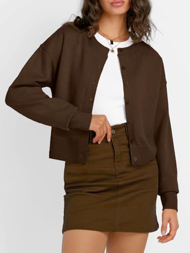 Trendy Queen Cropped Cardigan Sweaters for Women Lightweight Crop Knit Y2k Fall Outfits Fashion Clothes 2025