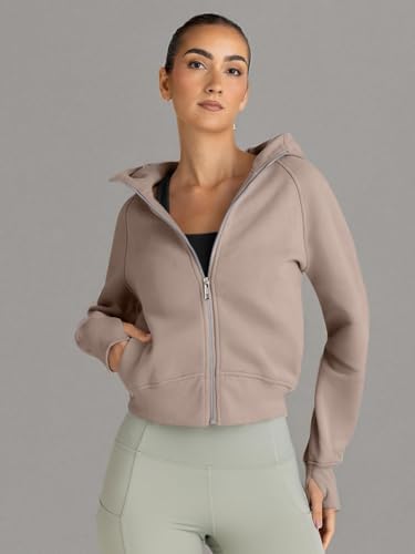 Trendy Queen Womens Zip Up Hoodies Jackets Cropped Sweatshirts Fleece Fall Outfits Casual Comfy Y2k Tops Winter Clothes 2025