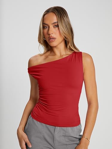 Trendy Queen Womens Summer Off The Shoulder Tops Going Out T Shirts Crop Tank Top Fashion Clothes Spring Outfits 2025