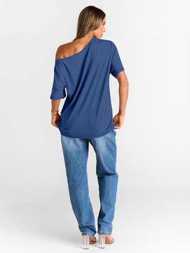 Trendy Queen Womens Off The Shoulder Tops Oversized T-Shirts Short Sleeve Tees Summer 2025 Casual Spring Fashion Clothes