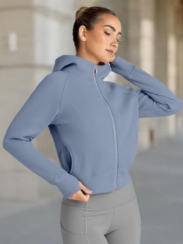 Trendy Queen Womens Zip Up Hoodies Jackets Cropped Sweatshirts Fleece Fall Outfits Casual Comfy Y2k Tops Winter Clothes 2025