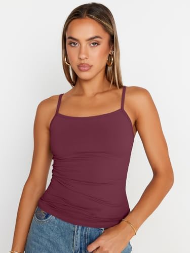 Trendy Queen Womens Adjustable Camisole Sleeveless Square Neck Spaghetti Strap Tank Tops Basic Shirt