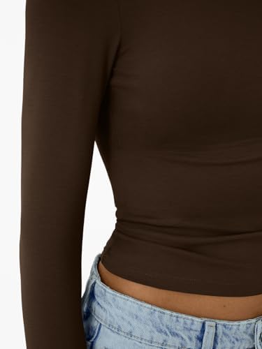 Trendy Queen Womens Long Sleeve T-Shirts Basic Crop Tops 2025 Fall Fashion Outfits Going Out Winter Clothes