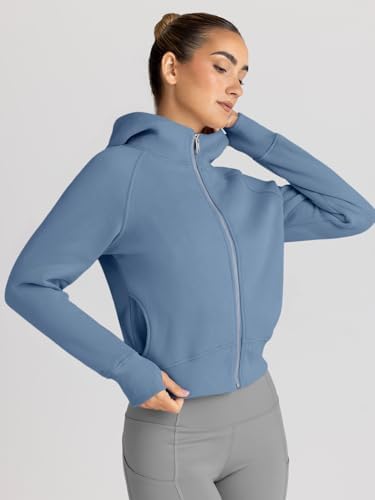 Trendy Queen Womens Zip Up Hoodies Jackets Cropped Sweatshirts Fleece Fall Outfits Casual Comfy Y2k Tops Winter Clothes 2025