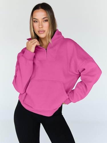 Trendy Queen Womens Sweatshirts Quarter Half Zip Pullover Oversized Hoodies Fall Fashion 2025 Winter Fleece Jackets Sweaters