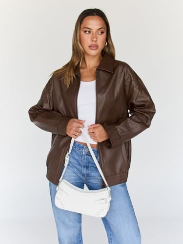Trendy Queen Womens Leather Jackets Oversized Faux Motorcycle Plus Size Moto Biker Coat Fall Outfits Fashion Clothes 2025