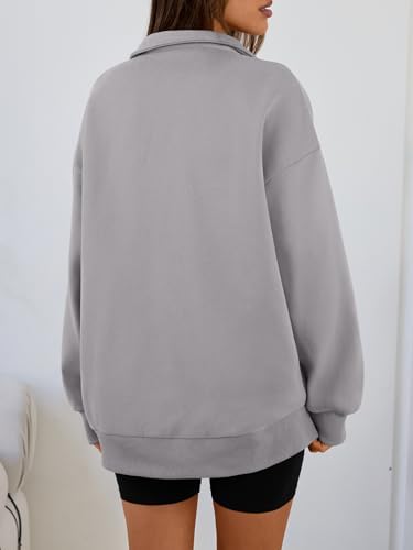 Trendy Queen Womens Oversized Sweatshirts Fall Sweaters Fashion Hoodies Half Zip Pullover Long Sleeve Shirts Clothes