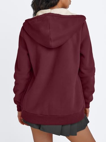 Trendy Queen Zip Up Hoodies for Women Fleece Lined Jackets Winter Coats Long Sleeve Sweatshirts Pullover Fall Clothes