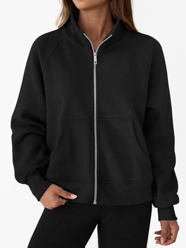 Trendy Queen Womens Sweatshirts Zip Up Hoodies Cropped Crewneck Pullover Casual Jackets Y2k Clothes Fall Fashion Outfits 2025