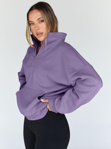 Trendy Queen Womens Sweatshirts Quarter Half Zip Pullover Oversized Hoodies Fall Fashion 2025 Winter Fleece Jackets Sweaters