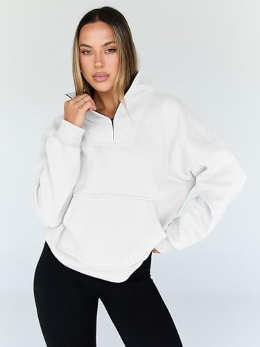 Trendy Queen Womens Sweatshirts Quarter Half Zip Pullover Oversized Hoodies Fall Fashion 2025 Winter Fleece Jackets Sweaters