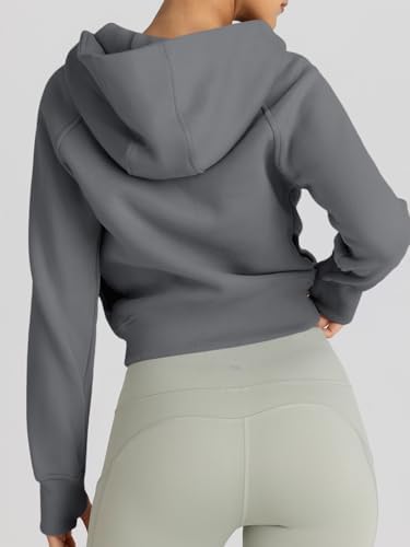 Trendy Queen Womens Zip Up Hoodies Jackets Cropped Sweatshirts Fleece Fall Outfits Casual Comfy Y2k Tops Winter Clothes 2025