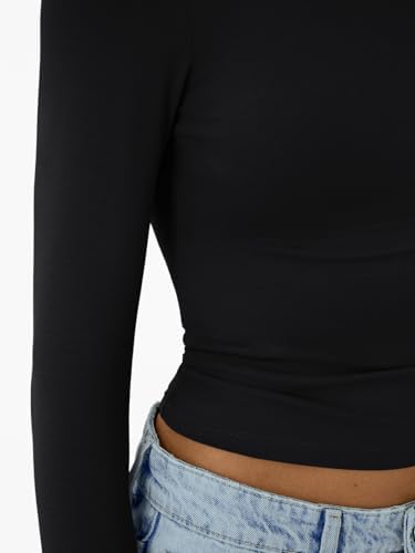 Trendy Queen Womens Long Sleeve T-Shirts Basic Crop Tops 2025 Fall Fashion Outfits Going Out Winter Clothes