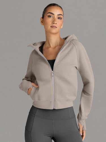 Trendy Queen Womens Zip Up Hoodies Jackets Cropped Sweatshirts Fleece Fall Outfits Casual Comfy Y2k Tops Winter Clothes 2025