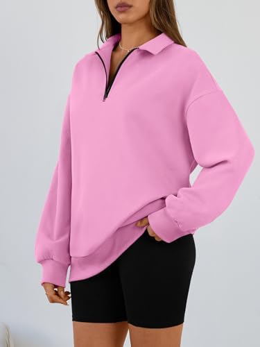 Trendy Queen Womens Oversized Sweatshirts Fall Sweaters Fashion Hoodies Half Zip Pullover Long Sleeve Shirts Clothes