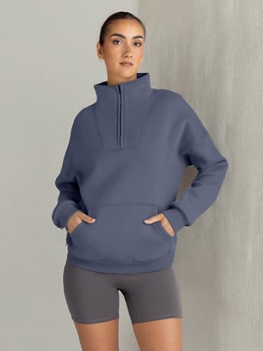 Trendy Queen Womens Sweatshirts Quarter Half Zip Pullover Oversized Hoodies Fall Fashion 2025 Winter Fleece Jackets Sweaters