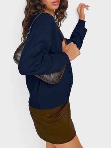 Trendy Queen Cropped Cardigan Sweaters for Women Lightweight Crop Knit Y2k Fall Outfits Fashion Clothes 2025