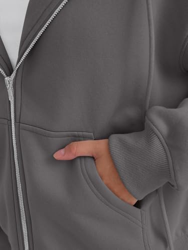 Trendy Queen Zip Up Hoodies For Women Cropped Sweatshirts Fall Fashion Outfits 2025 Y2k Fleece Teen Girls Clothes